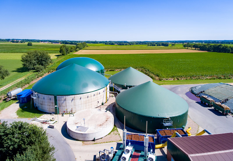 Biogasanlage aus der Vogelperspektive, Luftbild